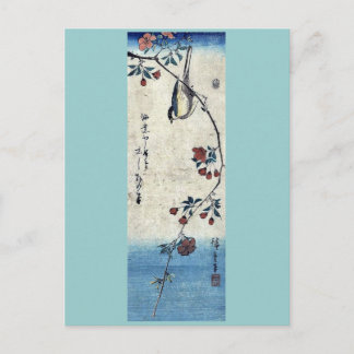 Liten fågel på en gren av Ando, Hiroshige Vykort