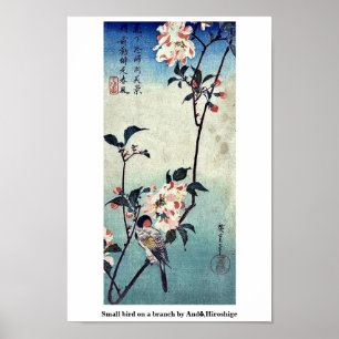 Liten fågel på gren av Andō,Hiroshige Poster