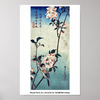 Liten fågel på gren av Andō,Hiroshige Poster