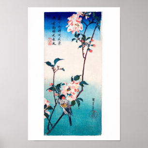 Liten fågel på Sakura Gren Hiroshige Fine Art Poster