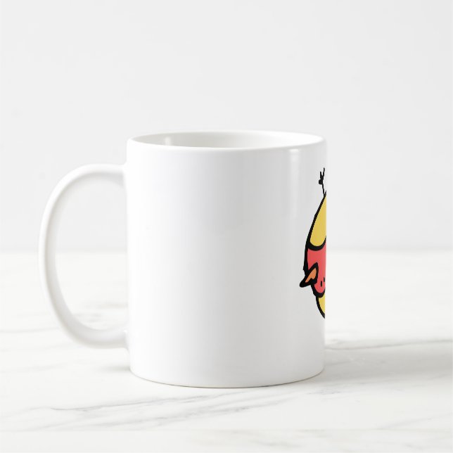 Liten fågel yin och yang med ben kaffemugg (Vänster)