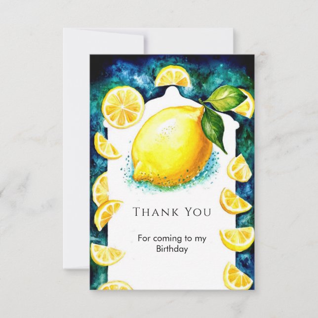 Liten Färgglad Lemon Födelsedag Tack Kort (Framsida)