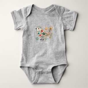 Liten färgrik blommig barnkroppsströja för fåglar t shirt
