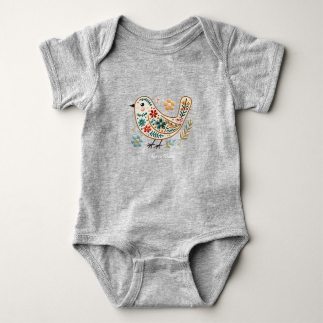 Liten färgrik blommig barnkroppsströja för fåglar t shirt (Framsida)
