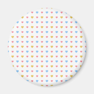 Liten färgrik hjärtmönster rosa blått gult magnet