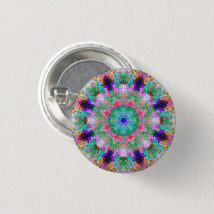 Liten färgstark Psychedelic Dreamy Mandala-knapp Knapp