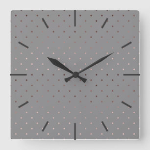 liten faux ro guld grått polka dots mönster fyrkantig klocka