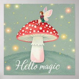 Liten fe på toppen av svamp och glöder poster