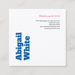 Liten, fetstilt, modern, blå, vit makeup-artist fyrkantigt visitkort
