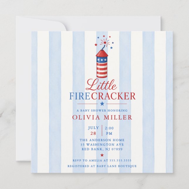 Liten Firecracker Baby Shower Inbjudan (Framsida)