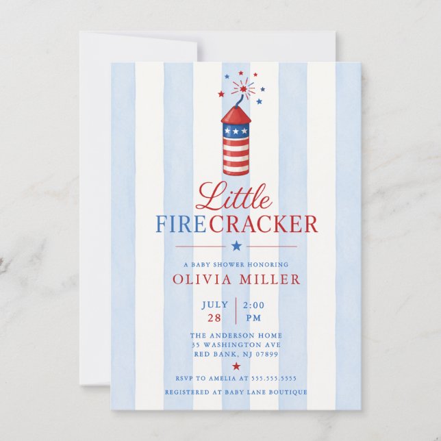 Liten Firecracker Baby Shower Inbjudan (Framsida)