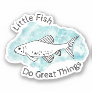 Liten fisk gör Underbar Sak Minnow Art Fish Klistermärken