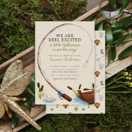 Liten Fiskare Äventyrs Akvarell Baby Shower Inbjudningar