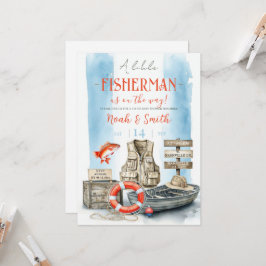 Liten fiskare baby shower inbjudan | Blått vatten