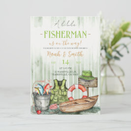 Liten fiskare baby shower inbjudan | Grön Ru