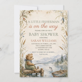 Liten fiskare baby shower inbjudningar