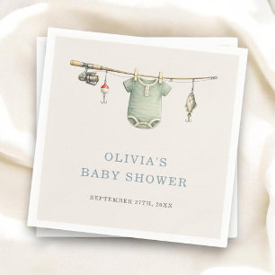 Liten Fiskare Klädstreck Baby Shower-fest Pappersservett
