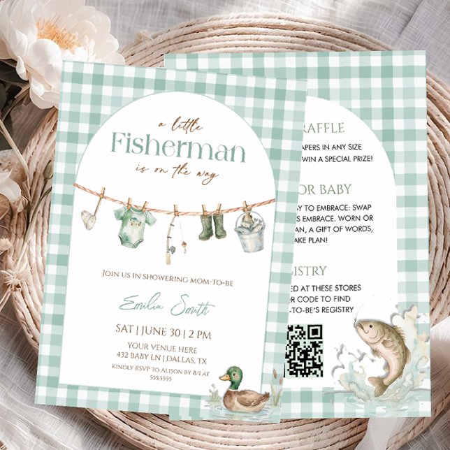 Liten Fiskare Pojke Baby Shower  Inbjudningar (Skapare uppladdad)