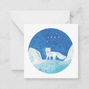 Liten fjällräv (Vulpes lagopus) Illustration   Anteckningskort