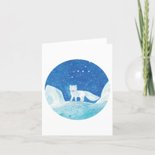 Liten fjällräv (Vulpes lagopus) Illustration Helgkort