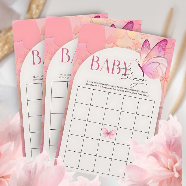 Liten Fjäril är på väg Baby Shower Bingo Spel (Skapare uppladdad)