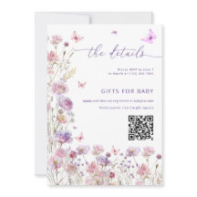 Liten Fjäril Baby Shower Detaljerad Kort 