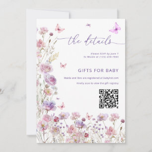 Liten Fjäril Baby Shower Detaljerad Kort