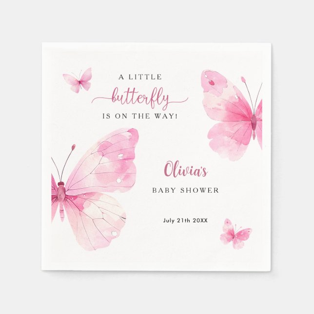 Liten Fjäril Baby Shower Pappersservett (Framsidan)