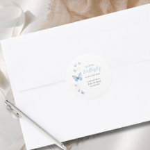 Liten fjäril Blå pojke Vattenfärg Baby Shower
