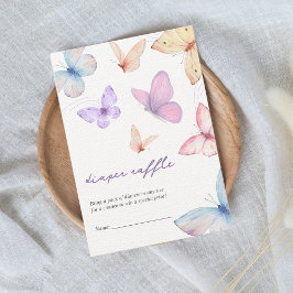 Liten fjäril blöja lotteri flicka baby shower tilläggskort