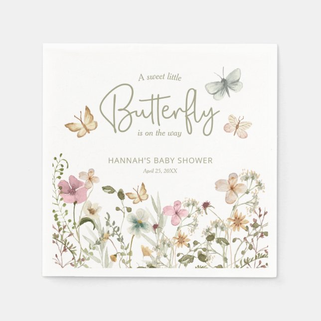 Liten Fjäril Boho Baby Shower Pappersservett (Framsidan)