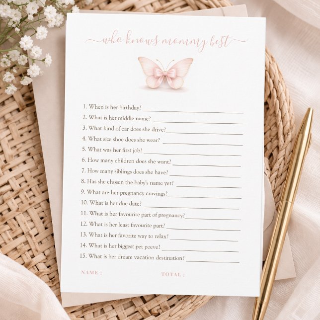 Liten fjärilsbaby shower Vem vet mammas kort (Skapare uppladdad)