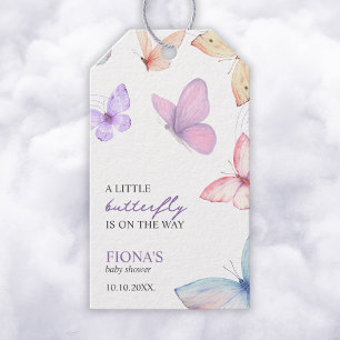 Liten Fjärilsflicka Baby Shower Söt Presentetikett