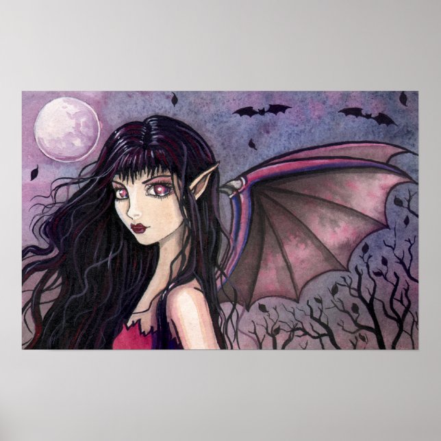 Liten Fladdermus Flicka Vampyr Gotisk Sagopostare Poster (Framsidan)