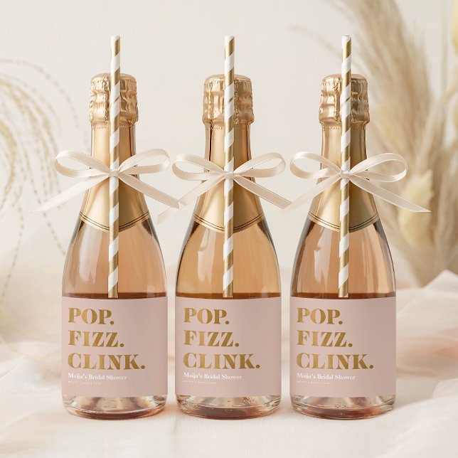 Liten flaska med brusande vin för bruden, Pop Fizz (Bridal Pop Fizz Clink Mini Sparkling Wine Bottle L Sparkling Wine Label)