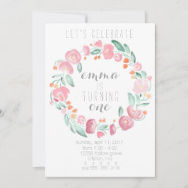 Liten flicka 1st inbjudningar för blomma för