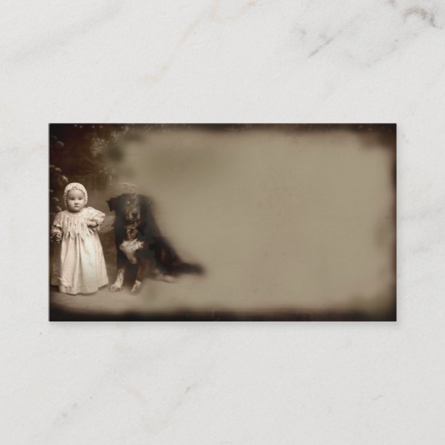 Liten flicka & henne Prim affärs-kort för hund Visitkort (Framsida)