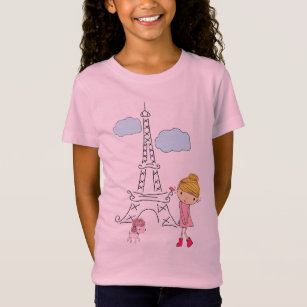 Liten flicka i den Paris t-skjortan för en flicka Tröja