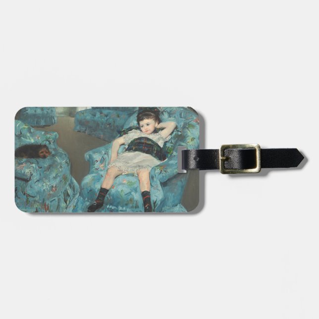 Liten flicka i en blåttfåtölj, 1878 (oien bagagebricka (Horisontell Framsida)