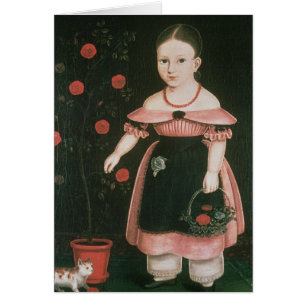 Liten flicka i lavendel, c.1840 hälsningskort