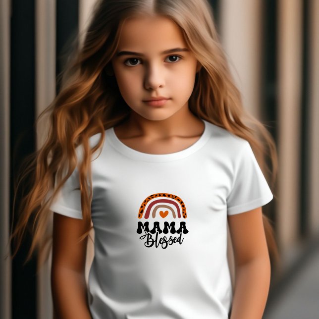 Liten flicka i mamman Bless Print Little Girl T Shirt (Mama Blessed Print Little Girl T-Shirt!)