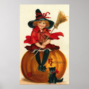 Liten flicka i Witch Costume Poster