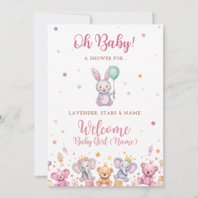 Liten flicka inbjudningar (Framsida)