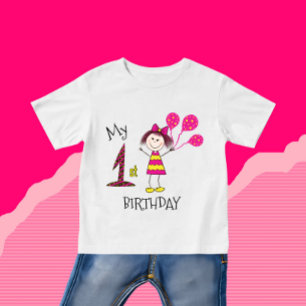 Liten flicka med ballonger t shirt