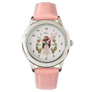 Liten flicka med blommor armbandsur