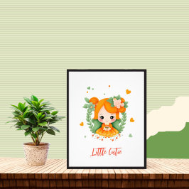 Liten flicka med blommor fototryck