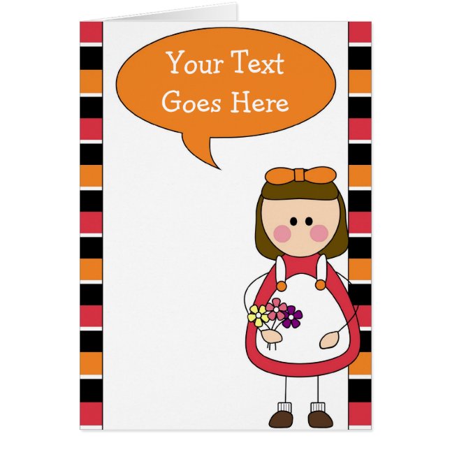 liten flicka med blommor hälsningskort (Framsidan)