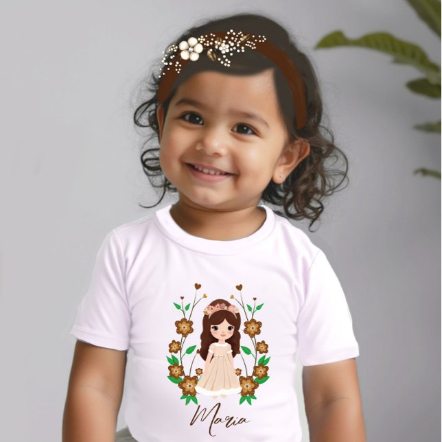 Liten flicka med blommor t shirt (Skapare uppladdad)