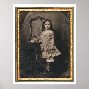 Liten flicka med en basket av blommor (40319) poster