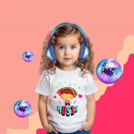Liten flicka med musik t shirt